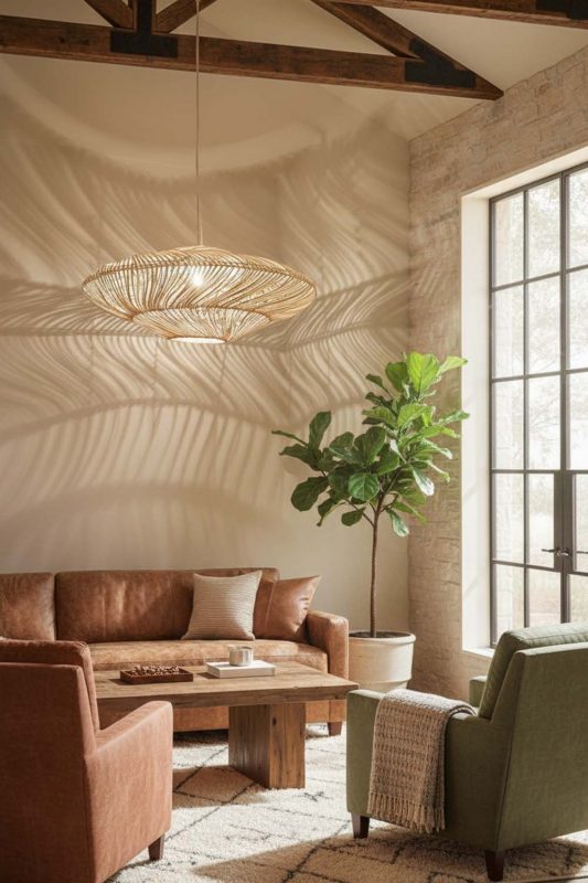 Modern Rustic Natural Ufo Shades Rattan Lamp - Earthy & Inviting