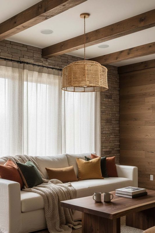 Modern Rustic Paper Rope Pendant Light A - Natural & Cozy