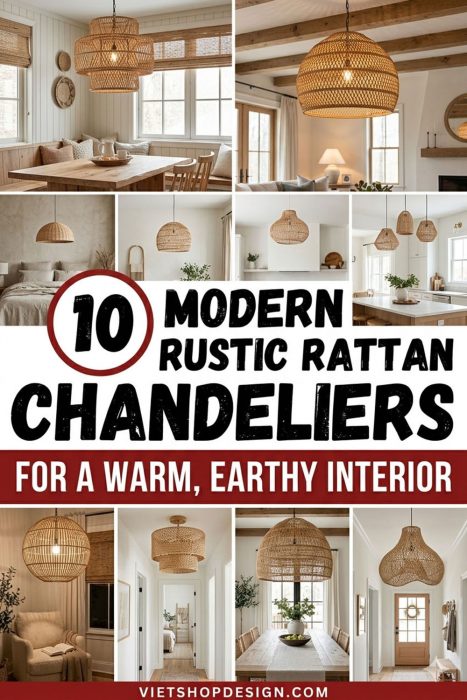 Modern Rustic Rattan Chandeliers For A Warm, Earthy Interior
