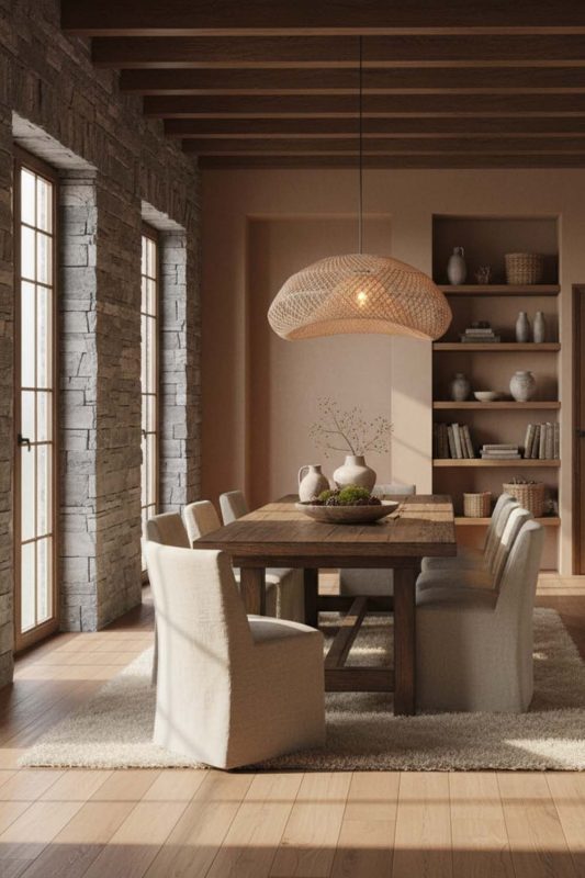 Modern Rustic Rattan Diamond Pendant Light - Earthy & Inviting