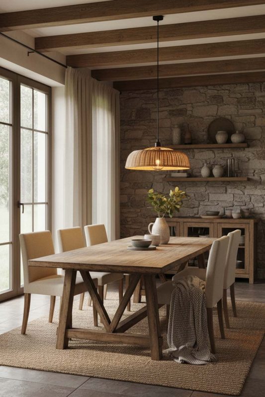 Modern Rustic Rattan Disc Pendant Light - Natural & Cozy