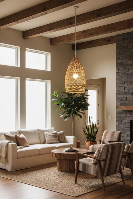 Modern Rustic Rattan Egg-shaped Pendant Light - Warm & Rustic Charm