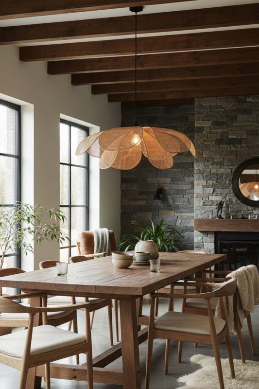 Modern Rustic Rattan Flower Hanging Light - Warm & Rustic Charm