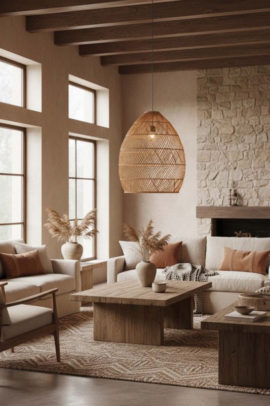 Modern Rustic Rattan Sophisticated Pendant - Warm & Rustic Charm