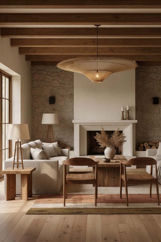 Modern Rustic Rattan Umbrella Pendant Light - Warm & Rustic Charm
