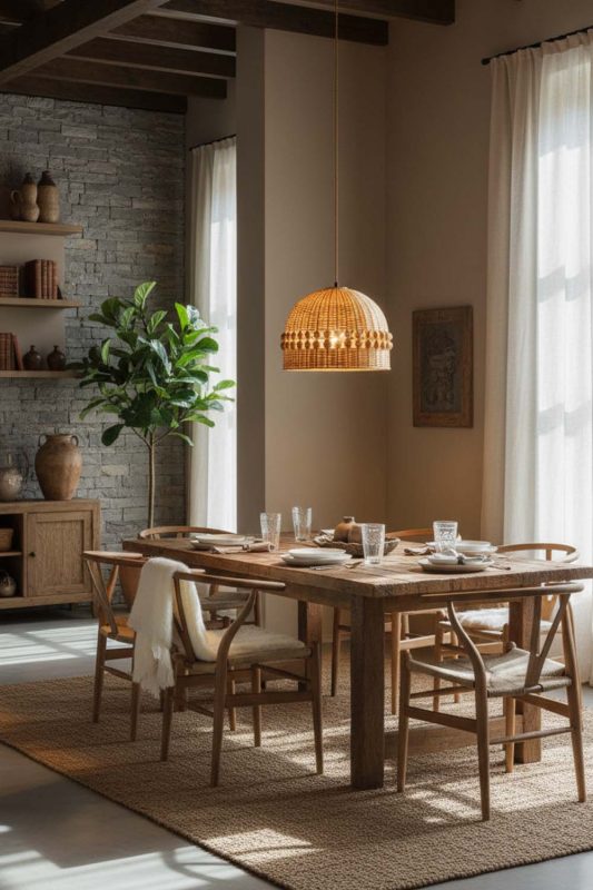 Modern Rustic Small Bamboo Bell Pendant Light - Earthy & Inviting