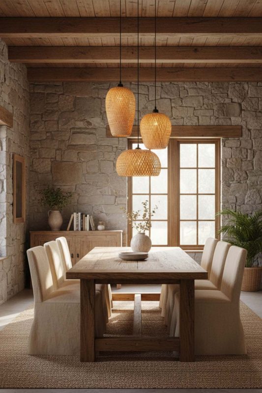 Modern Rustic Small Bamboo Cluster Pendant Light - Earthy & Inviting