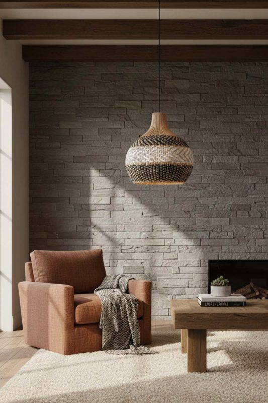 Modern Rustic White Gray Rattan Pendant Light - Warm & Rustic Charm