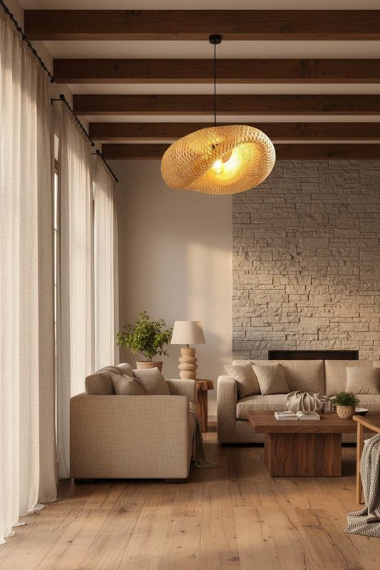 Modern Rustic Wicker Bird Nest Pendant Light A - Cabin-inspired Comfort