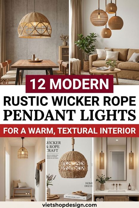 Modern Rustic Wicker Rope Pendant Lights For A Warm, Textural Interior