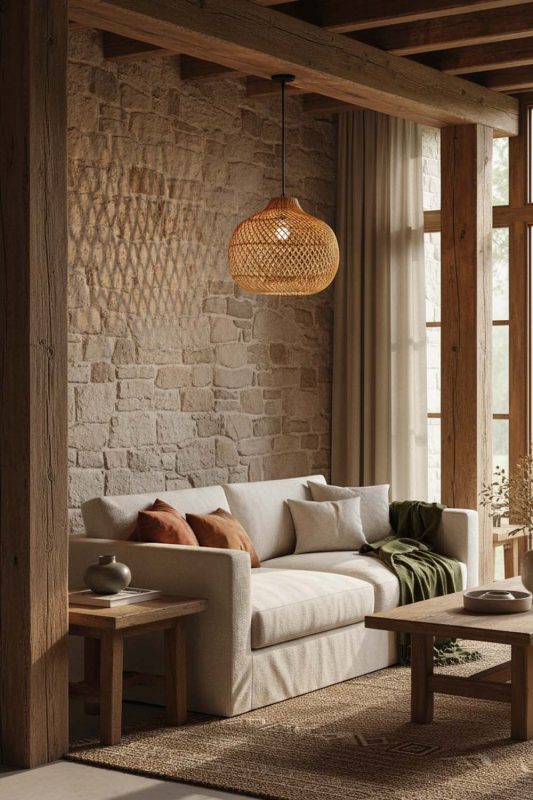 Modern Rustic Wicker Swag Lamp - Warm & Rustic Charm