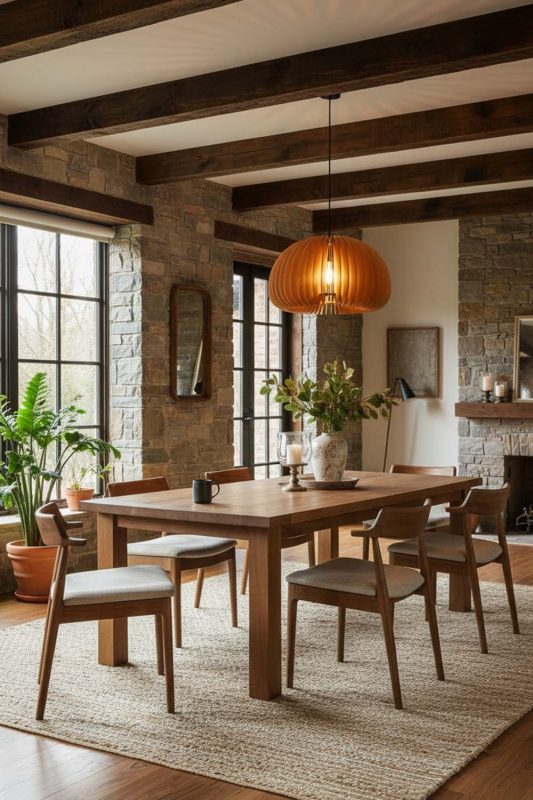 Modern Rustic Wood Slat Pendant Light - Natural & Cozy