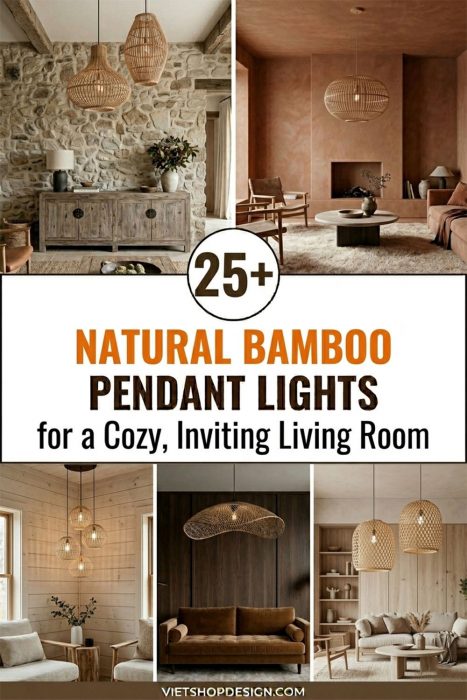 Natural Bamboo Pendant Lights For A Cozy, Inviting Living Room