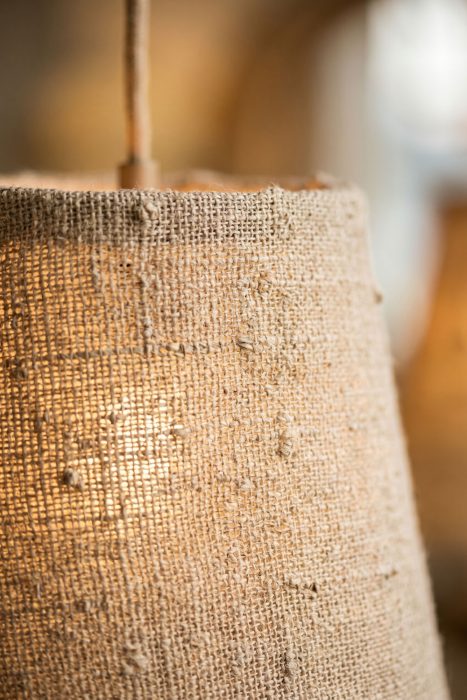 Natural Linen Fabric Pendant Light – Handcrafted Texture & Warm Light Detail