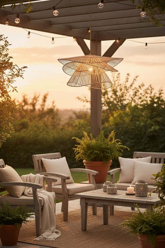 Outdoor Bamboo 3 Tier Pendant Light - Cozy Outdoor Ambience