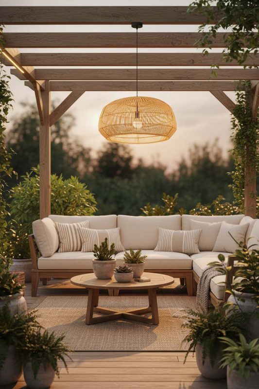 Outdoor Bamboo Cage Pendant Light A - Cozy Outdoor Ambience