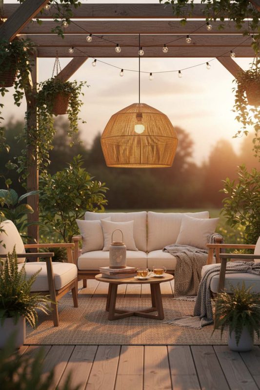 Outdoor Bamboo Cage Pendant Light B - Peaceful & Inviting