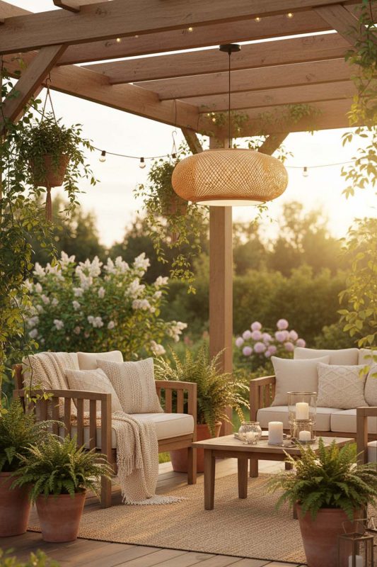 Outdoor Bamboo Donut Pendant Light - Fresh & Airy