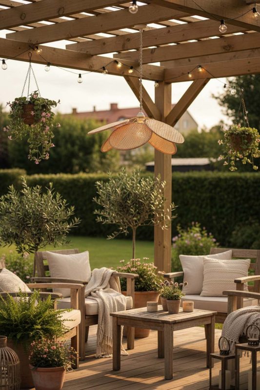 Outdoor Bamboo Petal Pendant Light - Peaceful & Inviting
