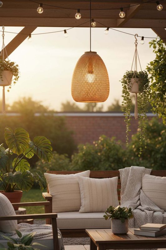 Outdoor Bamboo Raindrop Pendant Light - Fresh & Airy