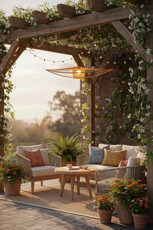 Outdoor Bamboo Wave Pendant Light - Fresh & Airy