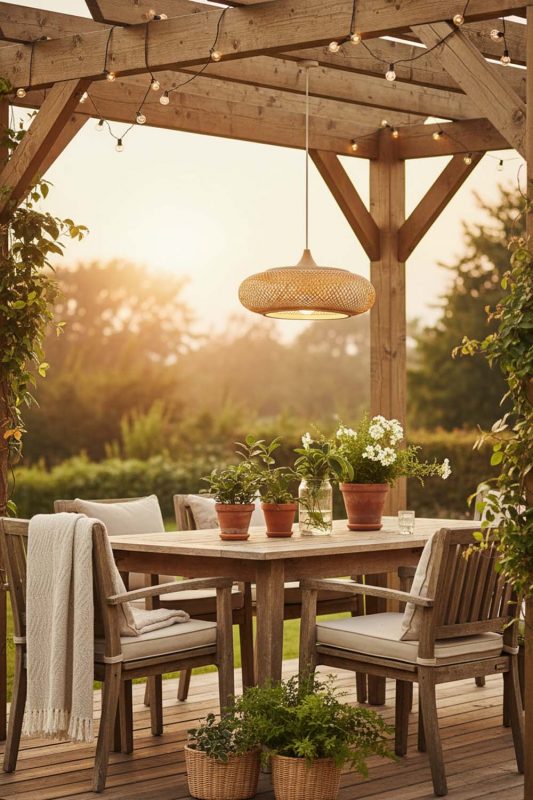 Outdoor Bamboo Wood Pendant Light - Fresh & Airy