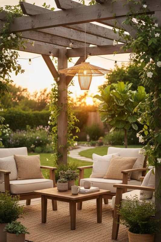 Outdoor Beige Bamboo Starburst Pendant Light - Fresh & Airy
