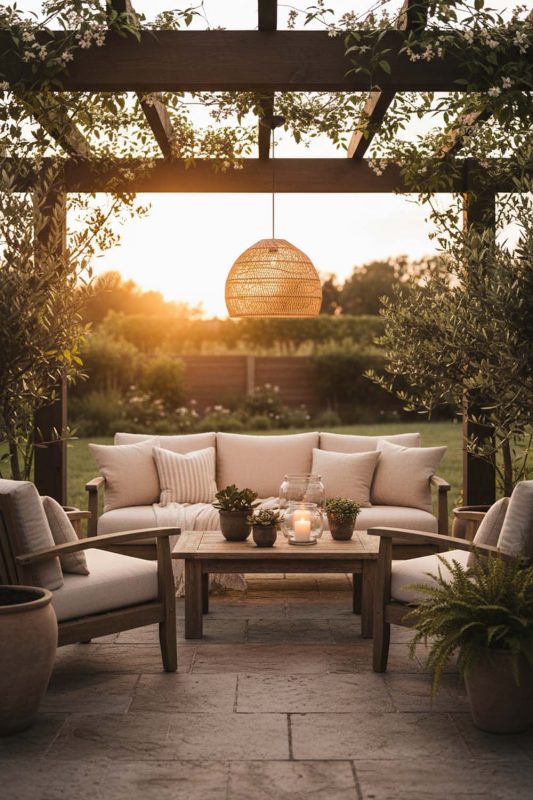 Outdoor Beige Rattan Cage Pendant Light - Peaceful & Inviting