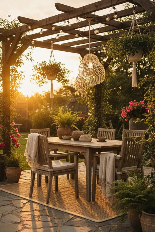 Outdoor Beige Rattan Spiral Pendant Light - Relaxing & Natural