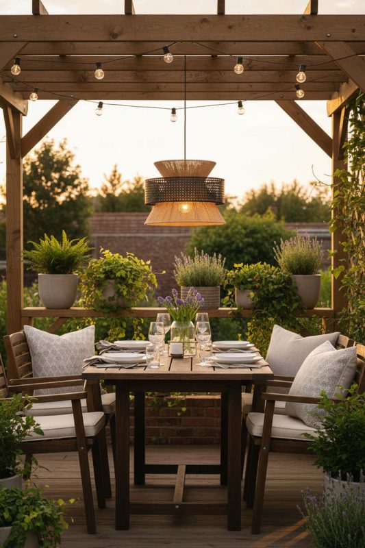 Outdoor Black Bamboo Silk Pendant Light - Fresh & Airy