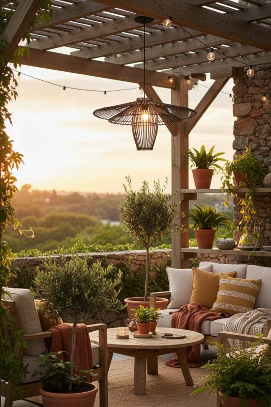 Outdoor Black Bamboo Starburst Pendant Light - Relaxing & Natural
