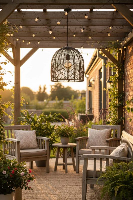 Outdoor Black Rattan Birdcage Pendant Light - Fresh & Airy