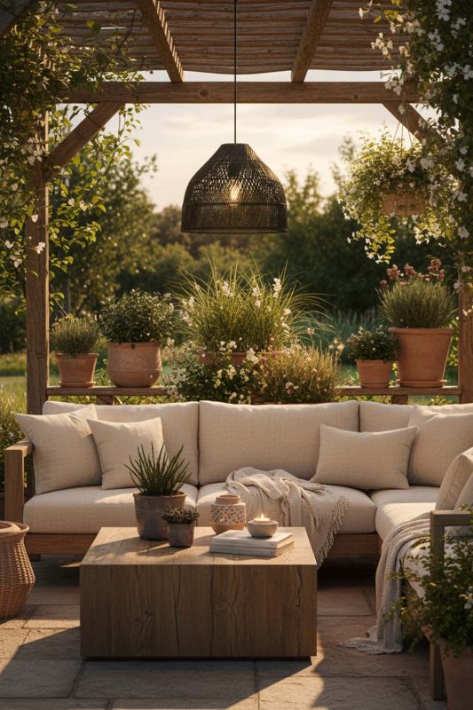 Outdoor Black Rattan Wide Dome Fixture - Fresh & Airy