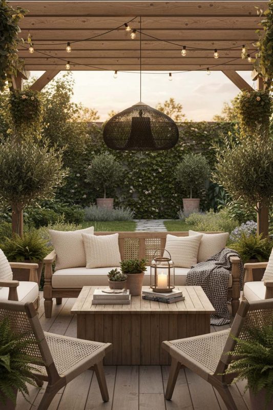 Outdoor Black Vintage Wood Rattan Pendant Light - Magical Evening Vibes