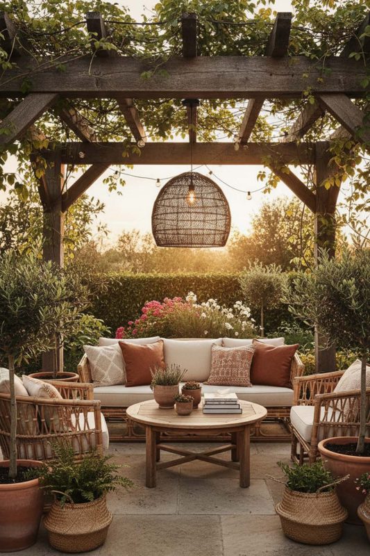 Outdoor Black Wicker Basket Pendant Light - Fresh & Airy