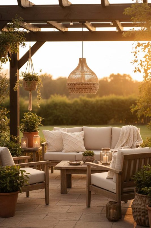Outdoor Bottom Tan Brown Rattan Pendant Light - Fresh & Airy