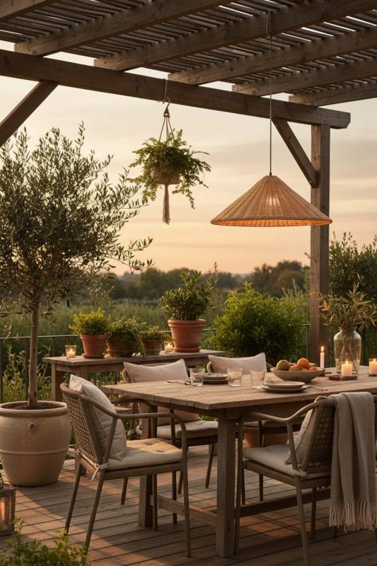 Outdoor Brown Rattan Cone Pendant Light - Peaceful & Inviting