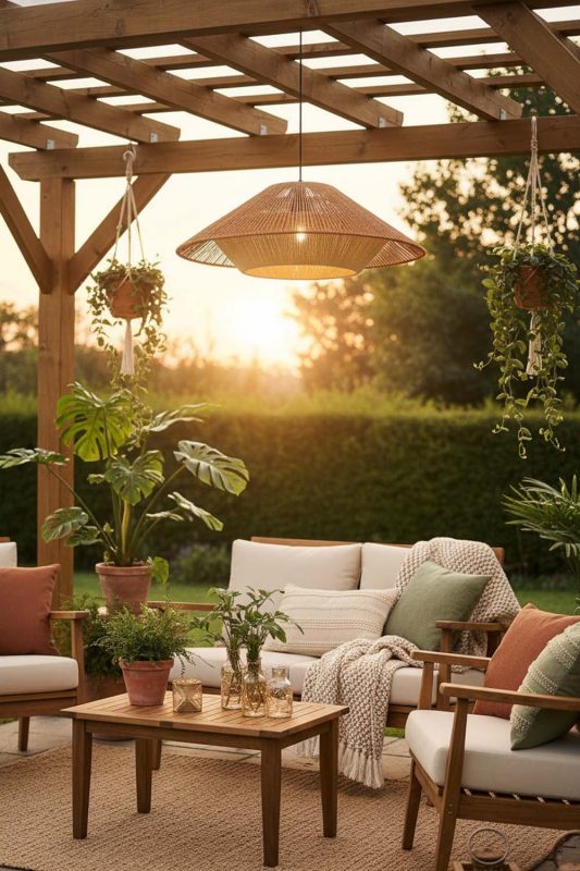 Outdoor Cone Hemp Rope Pendant Lamp - Magical Evening Vibes