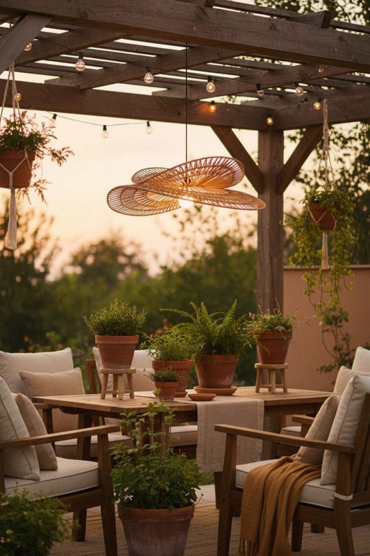 Outdoor Double Wing Wicker Pendant - Relaxing & Natural