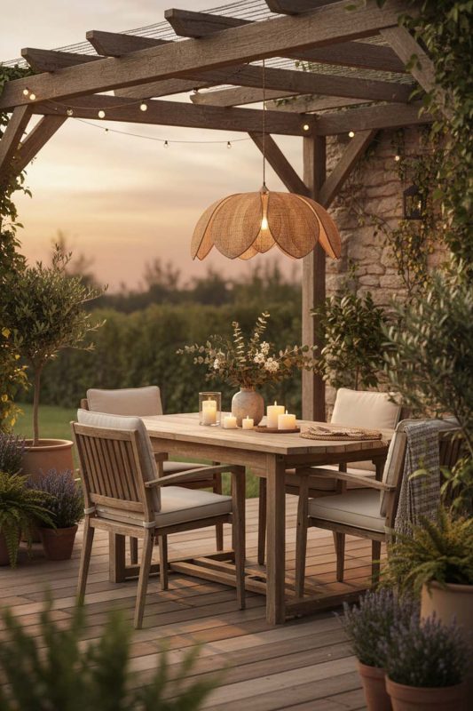Outdoor Flower Petal Rattan Pendant Light - Magical Evening Vibes