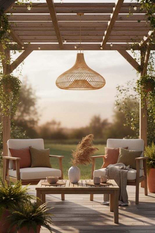 Outdoor Gourd Rattan Pendant Light - Peaceful & Inviting