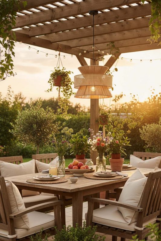 Outdoor Natural Bamboo Silk Pendant Light - Magical Evening Vibes