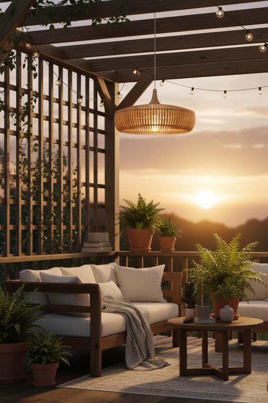 Outdoor Natural Bentwood Pendant Light - Peaceful & Inviting