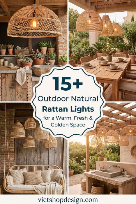 Outdoor Natural Rattan Lights For A Warm, Fresh & Golden Space