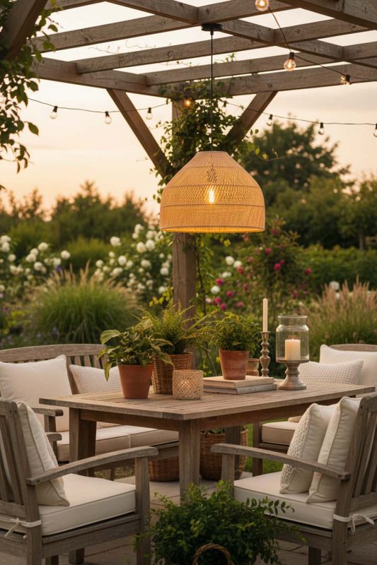 Outdoor Natural Rattan Wide Dome Fixture - Relaxing & Natural