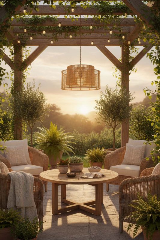 Outdoor Paper Rope Pendant Light A - Fresh & Airy