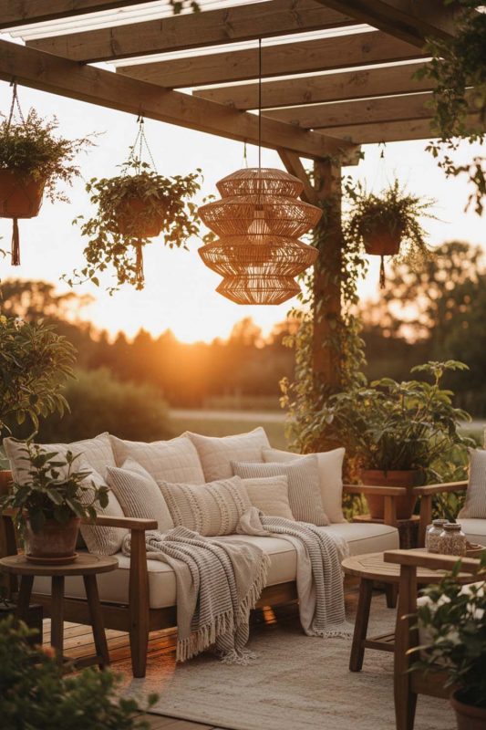 Outdoor Rattan Accordion Pendant Light - Magical Evening Vibes