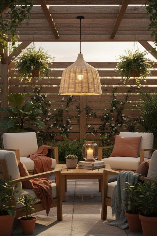 Outdoor Rattan Basket Pendant Light Natural - Peaceful & Inviting