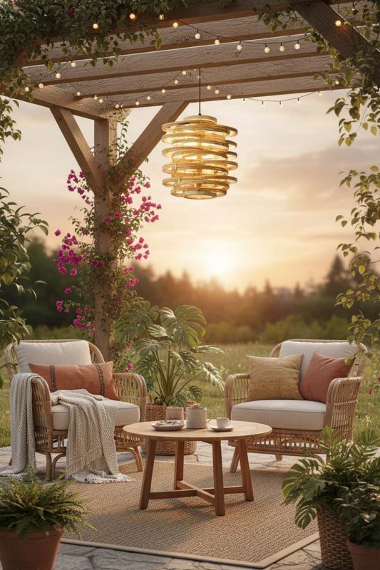 Outdoor Rattan Beehive Pendant Light - Peaceful & Inviting