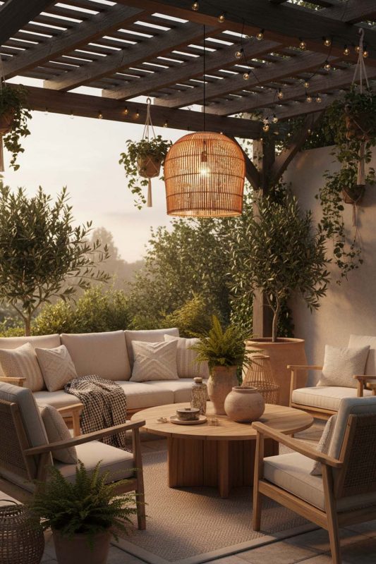 Outdoor Rattan Bell Shaped Pendant Light - Peaceful & Inviting